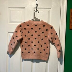 Mayoral girls Polka Dot Pink and black fuzzy crew neck Sweater size 8